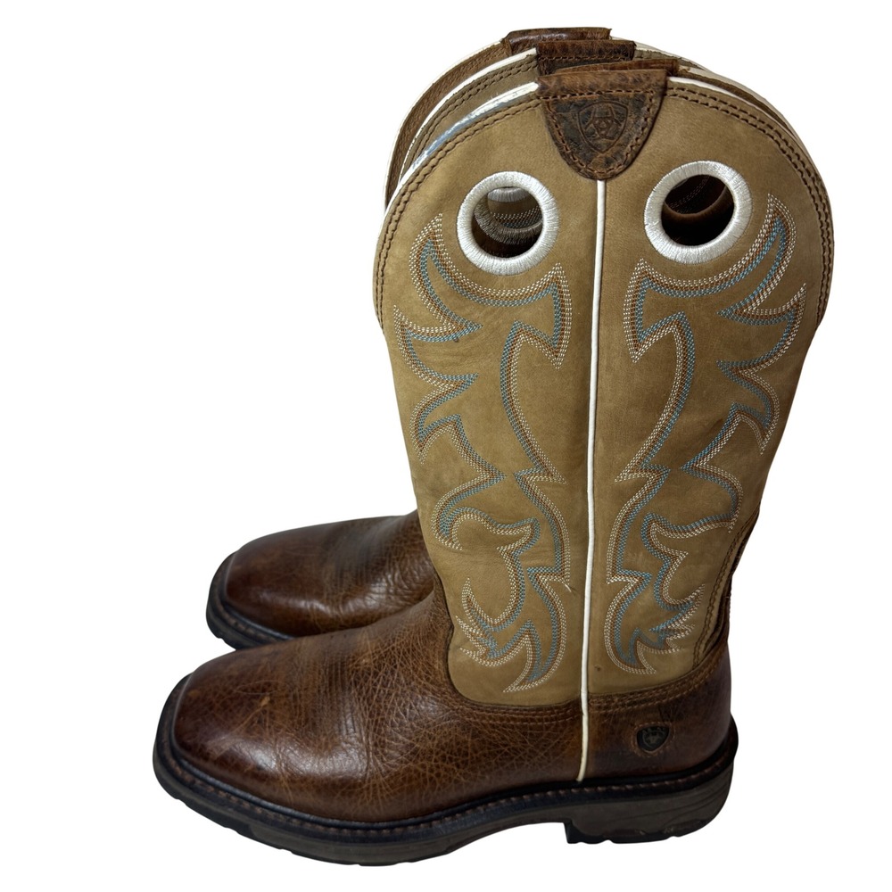 Ariat Square Toe Western Boots Brown Leather Men's Size 9EE Style 10008204